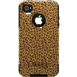 CUSTOM OtterBox Commuter Series Case for iPhone 4 or 4S   Brown Beige Tan Cheetah Skin Spots Print Pattern Cell Phones & Accessories
