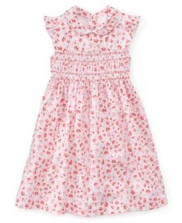 Laura Ashley Girls Smocked Pique Dark Pink Floral Print Sundress 4 Toddler Clothing