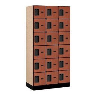 Six Tier Box 3 Wide Designer Locker Color Cherry, Size 76" H x 36" W x 18" D  Football Ball Lockers And Racks 