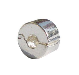 Hidden Gems(918) Silver Plated Clip/Stopper, Charm Bead will fit Pandora/Troll/Chamilia Style Charm Bracelet. Jewelry