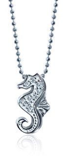 Alex Woo "Little Seasons" Diamond and 14kt White Gold Seahorse Pendant Necklace Jewelry