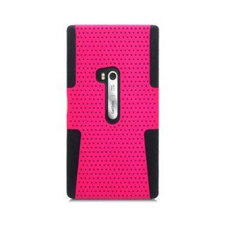 For Nokia Lumia 920 HYBRID Silicone Hard Net Case Black Pink 