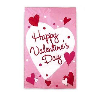 18" Pink and Red Happy Valentine's Day Garden Flag  Outdoor Flags  Patio, Lawn & Garden