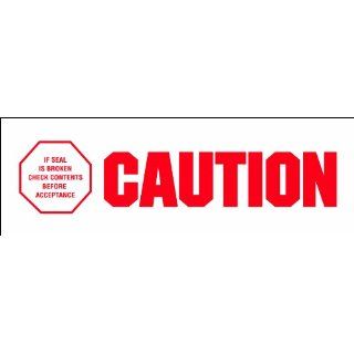 Tape Logic T902P046PK Pre Printed Carton Sealing Tape, Legend "Caution   If Seal Is Broke" with Graphic, 110 yds Length x 2" Width, 2.2 mil Thick, Red on White (Case of 6) Safety Tape