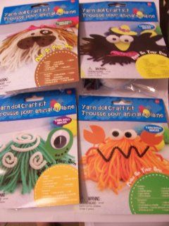 Yarn Doll Craft Kits ~ Set of 4 Animals (Bird, Turtle, Crab, and Dog) Toys & Games