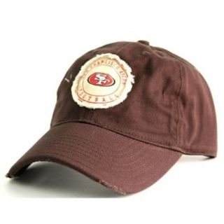 San Francisco 49ers Tattered Patch Slouch Fit Baseball Hat   Brown  Sports Fan Baseball Caps  Clothing
