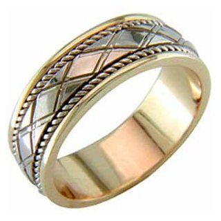 Two Tone Rope Surface with Stylish Crossover Wedding Band Jewelry Days Jewelry