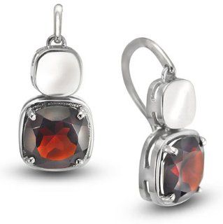 CleverEve Luxury Series Sterling Silver Rhodium Plated Frenchwire Earrings w/ Natural Genuine Garnet Stones 8.49 ct tw CleverEve Jewelry
