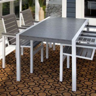 Mod Dining Table Frame Finish Textured White, Top Color Teak  Patio Dining Tables  Patio, Lawn & Garden