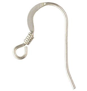 Real Sterling Silver 925 Ear Wire Flat w/ Coil Hooks Ball Earring Findings 100pc  