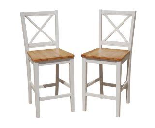 TMS 24 inch Virginia Cross Back Stools (Set of 2), White/natural   Barstools With Backs