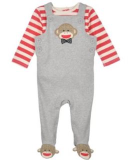 Baby Starters Sock Monkey Coverall Set GREY 9 Mo Infant And Toddler Overalls Clothing