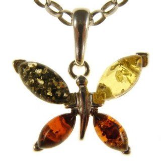BALTIC AMBER AND STERLING SILVER 925 BUTTERFLY PENDANT NECKLACE JEWELLERY JEWELRY WITH inch 14"/35cm, 16"/40cm, 18"/45cm, 20"/50cm, 22"/55cm, 24"/60cm, 26"/65cm, 28"/70cm, 30"/75cm, 32"/80cm, 34"/85cm 