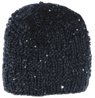 Scala Baket Weave Knit with Sequins Branies Cap Hat (Black) Skull Caps