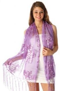 Fashion Chic Floral sequined shawl purple PCS926