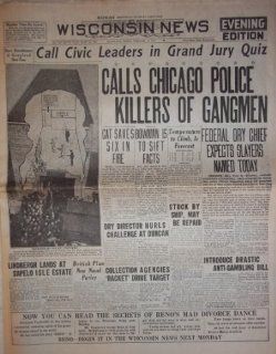 St. Valentine's Day Massacre 1929 Replica Newspaper  Sports Related Collectibles  Sports & Outdoors