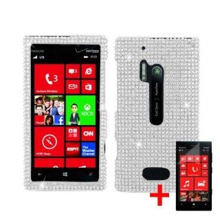 NOKIA LUMIA 928 SILVER DIAMOND BLING COVER SNAP ON HARD CASE +FREE SCREEN PROTECTOR from [ACCESSORY ARENA] Cell Phones & Accessories