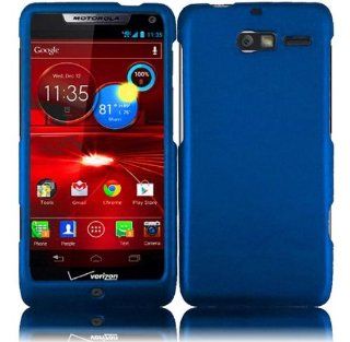 VMG 3 Item Case+SP+Car Charger Combo For Motorola Droid RAZR M XT907 SoftXT907 Cell Phone Hard Case Cover   COOL METALLIC Blue Matte 2 Pc Plastic Snap On + LCD Clear Screen Saver Protector + Premium Car Charger for New Verizon Motorola Droid RAZR M XT907XT