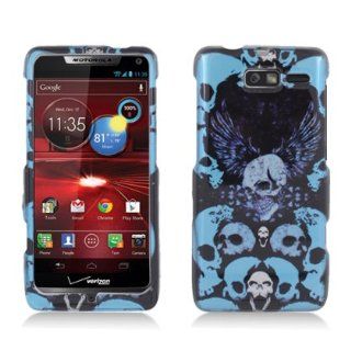 Aimo Wireless MOTXT907PCIMT049 Hard Snap On Image Case for Motorola Droid RAZR M XT907   Retail Packaging   Blue Skulls Cell Phones & Accessories