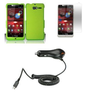 Motorola Droid Razr M XT907 (Verizon) Premium Combo Pack   Neon Green Hard Shield Case + Atom LED Keychain + Screen Protector + Micro USB Car Charger Cell Phones & Accessories