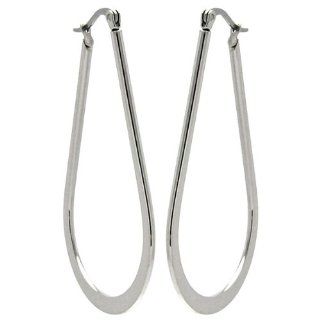 Stainless Steel 50mm High Polish Horse Shoe Hoop Hinge with Notched Post Earrings Forever Flawless Jewelry Jewelry