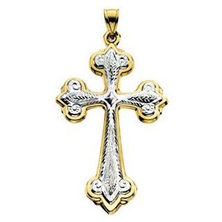 Two Tone Hollow Cross Pendant by US Gems Jewelry