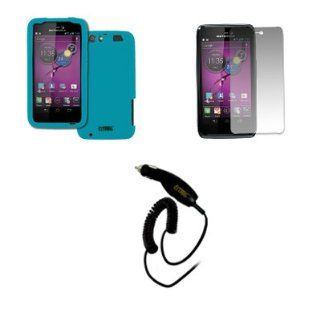 EMPIRE AT&T Motorola Atrix HD MB886 Silicone Skin Case Cover, Dark Turquoise + Matte Screen Protector + Car Charger Electronics
