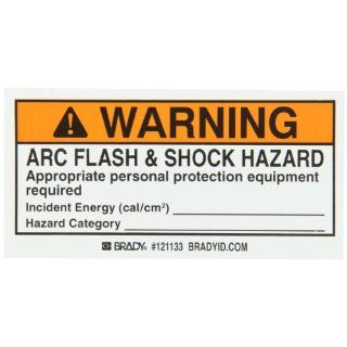 Brady 114172 2" Height, 4" Width, B 933 Vinyl Black And Orange On White Color Arc Flash And Shock Labels (Pack Of 10) Industrial Warning Signs