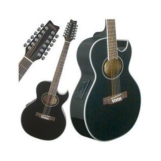 EA912B Festival 12 String Acoustic Electric Guitar (Black) Musical Instruments