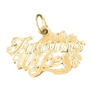 Gold Plated 925 Sterling Silver Fireman's Wife Pendant Jewelry