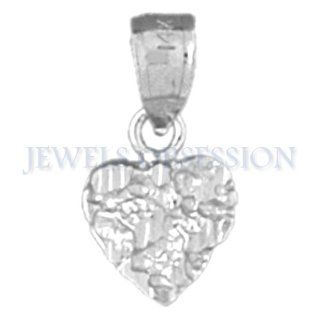 Rhodium Plated 925 Sterling Silver Nugget Heart Pendant Jewelry