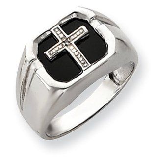 14k White Gold Mens Cross Ring Mounting   Base Only, No Stones Jewelry