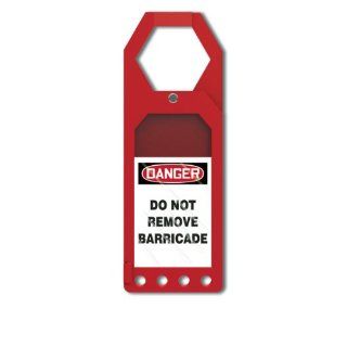 Accuform Signs TSS914 Plastic Secure Status Tag Holder, Legend "DANGER DO NOT REMOVE BARRICADE", 3 1/2" Width x 10" Height x 3/8" Depth, White/Black on Red Lockout Tagout Locks And Tags