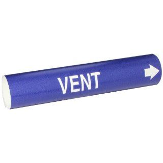 Brady 4149 D Bradysnap On Pipe Marker, B 915, White On Blue Coiled Printed Plastic Sheet, Legend "Vent" Industrial Pipe Markers