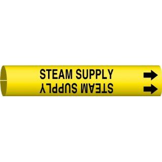 Brady 4131 D Bradysnap On Pipe Marker, B 915, Black On Yellow Coiled Printed Plastic Sheet, Legend "Steam Supply" Industrial Pipe Markers