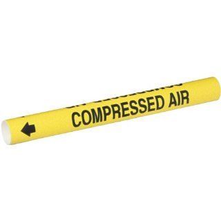 Brady 4032 A B 915 Coiled Printed Plastic Sheet, Black on Yellow BradySnap On Pipe Marker for 3/4" to 1 3/8" Outside Diameter Pipe, Legend "Compressed Air" Industrial Pipe Markers