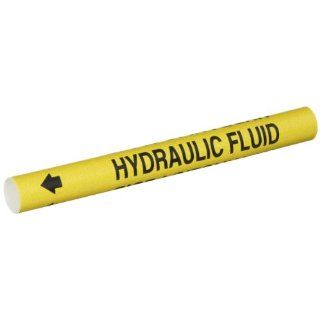 Brady 4198 A Bradysnap On Pipe Marker, B 915, Black On Yellow Coiled Printed Plastic Sheet, Legend "Hydraulic Fluid" Industrial Pipe Markers