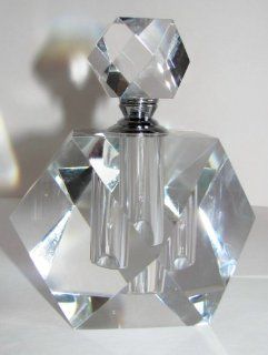 Crystal Perfume Bottle Oleg Cassini Prism Large Diamond Shape   Decorative Bottles