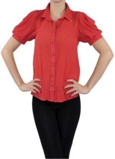 LnLClothing Short Puff Sleeve Blouse, Dusty Coral, Small