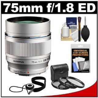 Olympus M.Zuiko 75mm f/1.8 ED MSC Digital Lens (Silver) with 3 UV/CPL/ND8 Filters + Kit for OM D EM 5, Pen E P5, E PL3, E PL5, E PM1, E PM2 Cameras  Compact System Camera Lenses  Camera & Photo