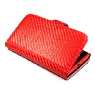 Wallet Carbon Fibre Leather Case Cover for NOKIA LUMIA 920 Red + 1 pcs gift Cell Phones & Accessories