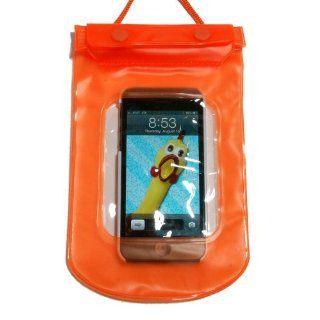 Waterproof Transparent Vinyl Mobile Cell Phone Camera Wallet Valuables Pouch Case with Adjustable Cord   Apple iPhone 4 5   Samsung Galaxy S3 S4 Note2   HTC One   Nokia Lumia 920 1020   Orange Cell Phones & Accessories