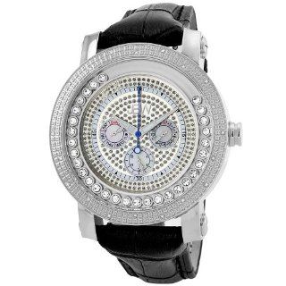 JBW Men's JB 6211L H "Hendrix" Stainless Steel Multi Function Leather Diamond Watch Watches