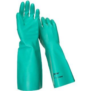 Ansell Sol Vex 37 165 Nitrile Glove, Chemical Resistant, Straight Cuff, 15" Length, 22 mils Thick, Large (Pack of 12 Pairs) Chemical Resistant Safety Gloves