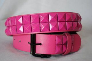 2 Row Pyramid Studded Snap On Leather Belts   Pink (24 Pack) [Misc.] 