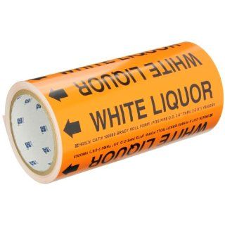 Brady 109888 Roll Form Pipe Marker, B 946, 8" X 30', Black On Orange Pressure Sensitive Vinyl, Legend "White Liquor" Industrial Pipe Markers