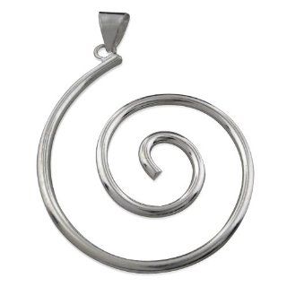 925 Silver Large Swirl Spiral Pendant Jewelry