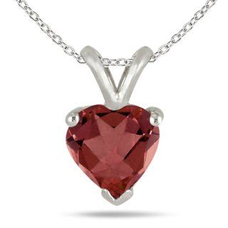 5MM All Natural Heart Garnet Stud Pendant in .925 Sterling Silver Jewelry