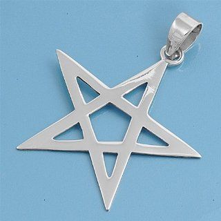 Wicca Pentagram 37MM Pendant Sterling Silver 925 Jewelry