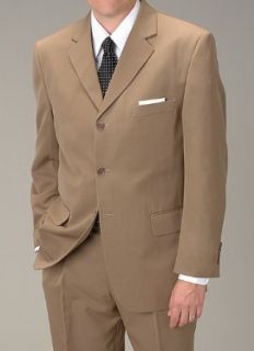 Riente Milano Solid Tan 3 Button Side Vent Suit Size  36R at  Mens Clothing store